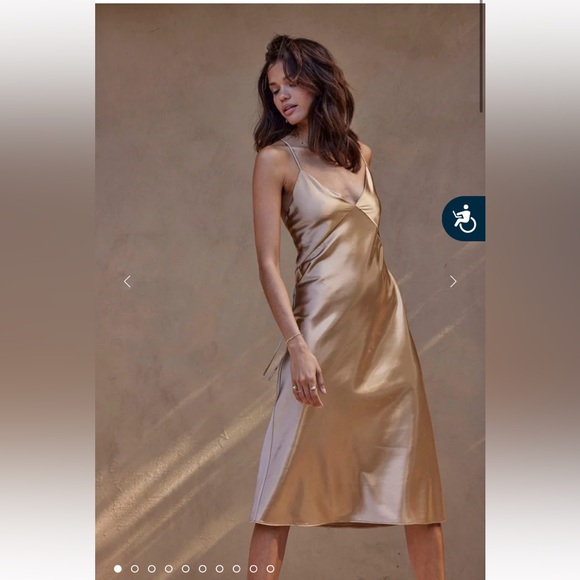 Grace Loves Lace Dresses & Skirts - NWT Grace Loves Lace | Silky Satin Midi Dress - Gold - Open Back